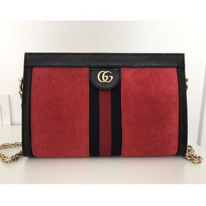 AUTHENTIC Gucci Ophidia red suede chain shoulder bag - Small, NEW